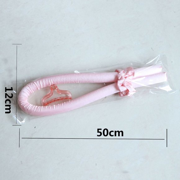 HEATLESS SATIN HAIR CURLING ROD ROLLER HEALTHY HAIR TOOL IN PINK AND WHITE - Picture 8 of 8